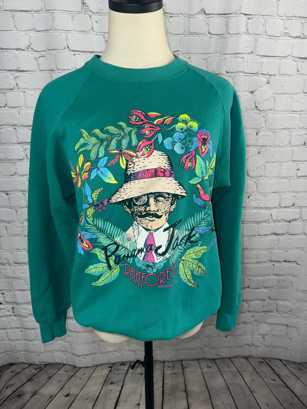 Vintage Panama Jack Rainforest Sweatshirt Large 90s Graphic Tropical made in USA